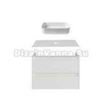 Тумба с раковиной Allen Brau Fantasy 2.0 80 матовый белый, столешница бежевая, раковина Fantasy Quad 50, белая