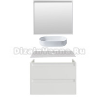 Мебель для ванной комнаты Allen Brau Fantasy 2.0 80 матовый белый, столешница бежевая, раковина Fantasy Oval 55, белая