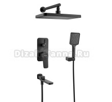 Душевая система / Тропический душ со смесителем встраиваемая Shevanik S9935H, черный