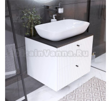 Тумба под раковину со столешницей 1MarKa Desire 60 керамогранит черный, белая