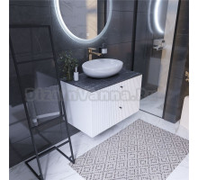 Тумба под раковину со столешницей 1MarKa Desire 90 керамогранит черный, белая