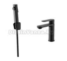 Смеситель для раковины с гигиеническим душем Maretti Florenza Black FLG32RF28, черный