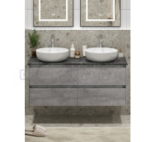 Тумба с раковиной BelBagno Kraft 120 со столешницей, для двоих, 4 ящика, cemento grigio