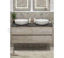 Тумба с раковиной BelBagno Kraft 120 со столешницей, для двоих, 4 ящика, rovere galifax bianco