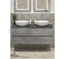 Тумба с раковиной BelBagno Kraft 120 со столешницей, для двоих, 2 ящика, cemento grigio