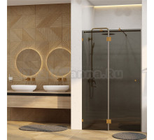 Душевая дверь в нишу Wasserkraft Ems 76H05-TG 120 см, тонированное стекло, фурнитура золото