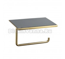 Держатель для туалетной бумаги с полочкой Shevanik SZ15G, золотой сатин