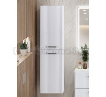 Шкаф-пенал для ванной BelBagno Due 40 подвесной, ручки матовый атласный никель, белый металлик