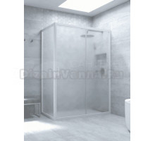 Душевой уголок Vegas Glass ZP+ZPV Novo h2000 100*80 01 10 профиль глянцевый белый, стекло сатин