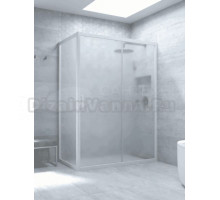 Душевой уголок Vegas Glass ZP+ZPV Novo h2000 100*90 01 10 профиль глянцевый белый, стекло сатин