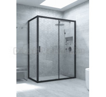 Душевой уголок Vegas Glass ZP+ZPV Novo h2000 100*90 02М 01 профиль матовый черный, стекло прозрачное