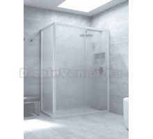 Душевой уголок Vegas Glass ZP+ZPV Novo h2000 120*80 01 10 профиль глянцевый белый, стекло сатин
