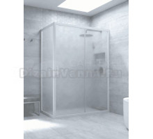 Душевой уголок Vegas Glass ZP+ZPV Novo h2000 130*80 01 10 профиль глянцевый белый, стекло сатин