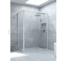 Душевой уголок Vegas Glass ZP+ZPV Novo h2000 130*100 01 01 профиль глянцевый белый, стекло прозрачное