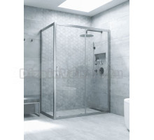 Душевой уголок Vegas Glass ZP+ZPV Novo h2000 140*100 07 01 профиль матовый хром, стекло прозрачное