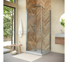 Душевой уголок Vegas Glass EP-Fis Novo 80*90 04 01 L профиль никель, стекло прозрачное