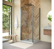 Душевой уголок Vegas Glass EP-Fis Novo 80*100 11 01 L профиль оружейная сталь, стекло прозрачное
