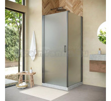Душевой уголок Vegas Glass EP-Fis Novo 90*80 11 10 L профиль оружейная сталь, стекло сатин
