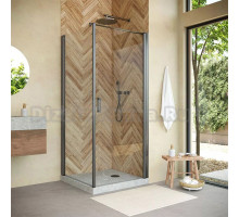 Душевой уголок Vegas Glass EP-Fis Novo 90 11 01 R профиль оружейная сталь, стекло прозрачное