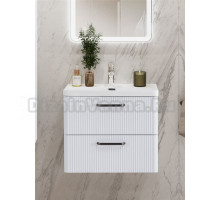 Тумба с раковиной BelBagno Due 50 ручки матовый темный никель, bianco lucido