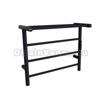 Полотенцесушитель электрический Abber Standard 4614 50x60 см, подключение справа, слева, скрытое подключение справа, матовый черный, лесенка, с полкой