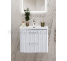 Тумба с раковиной BelBagno Due 50 ручки хром полированный, bianco lucido