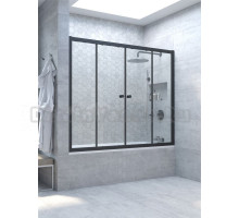 Шторка на ванну Vegas Glass Z2V Novo 160 02М 01 профиль матовый черный, стекло прозрачное