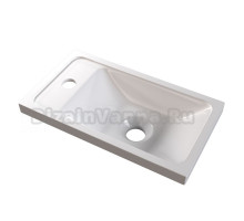 Мебельная раковина Stella Polar Клементина 40 накладная, глянцевая белая, прямоугольная, искусственная мрамор