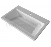 Мебельная раковина Stella Polar Лира 70 накладная, глянцевая белая, прямоугольная, искусственная мрамор, со скрытым сливом