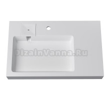 Раковина над стиральной машиной Stella Polar Солярис 80 L глянцевая белая, прямоугольная, со столешницей справа