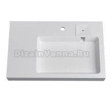 Раковина над стиральной машиной Stella Polar Солярис 80 R глянцевая белая, прямоугольная, со столешницей слева