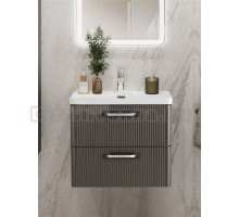 Тумба с раковиной BelBagno Due 50 ручки хром полированный, оружейная сталь