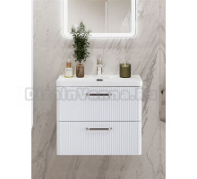 Тумба с раковиной BelBagno Due 60 ручки матовый атласный никель, bianco lucido