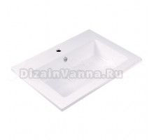 Мебельная раковина Florentina Ромо накладная, глянцевая белая, прямоугольная, литьевой мрамор