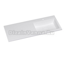 Раковина над стиральной машиной Florentina Беллиссимо 120R глянцевая белая, прямоугольная, литьевой мрамор, со столешницей слева, с кронштейном