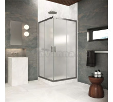 Душевой уголок Vegas Glass ZA Protec 120 11 10 профиль оружейная сталь, стекло сатин