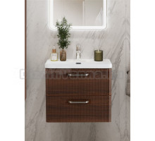 Тумба с раковиной BelBagno Due 60 ручки матовый атласный никель, noce