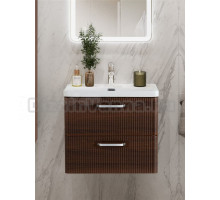 Тумба с раковиной BelBagno Due 60 ручки хром полированный, noce