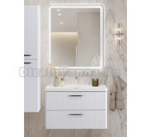 Мебель для ванной комнаты BelBagno Due 80 ручки матовый атласный никель, bianco lucido