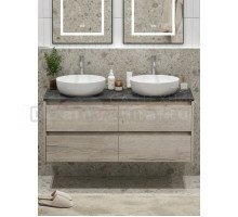 Тумба под раковину со столешницей BelBagno Kraft 120 подвесная,  для двоих, 4 ящика, rovere galifax bianco