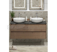 Тумба под раковину со столешницей BelBagno Kraft 120 подвесная,  для двоих, 4 ящика, rrovere tabacco