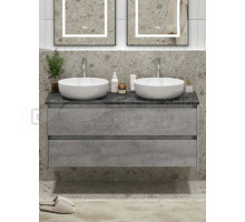Тумба под раковину со столешницей BelBagno Kraft 120 подвесная,  для двоих, 2 ящика, cemento grigio
