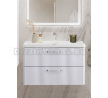 Тумба с раковиной BelBagno Due 80 ручки хром полированный, bianco lucido
