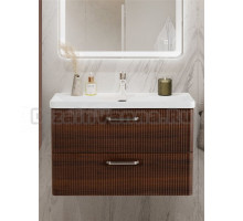 Тумба с раковиной BelBagno Due 80 ручки матовый атласный никель, noce