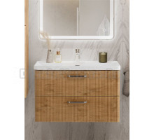 Тумба с раковиной BelBagno Due 80 ручки матовый атласный никель, rovere nature