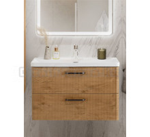 Тумба с раковиной BelBagno Due 80 ручки матовый темный никель, rovere nature