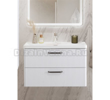 Тумба с раковиной BelBagno Due 80 ручки матовый темный никель, белый металлик