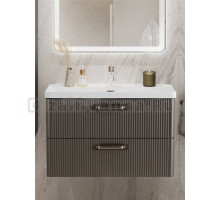 Тумба с раковиной BelBagno Due 80 ручки матовый атласный никель, оружейная сталь