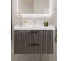 Тумба с раковиной BelBagno Due 80 ручки матовый темный никель, оружейная сталь