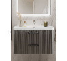 Тумба с раковиной BelBagno Due 80 ручки хром полированный, оружейная сталь